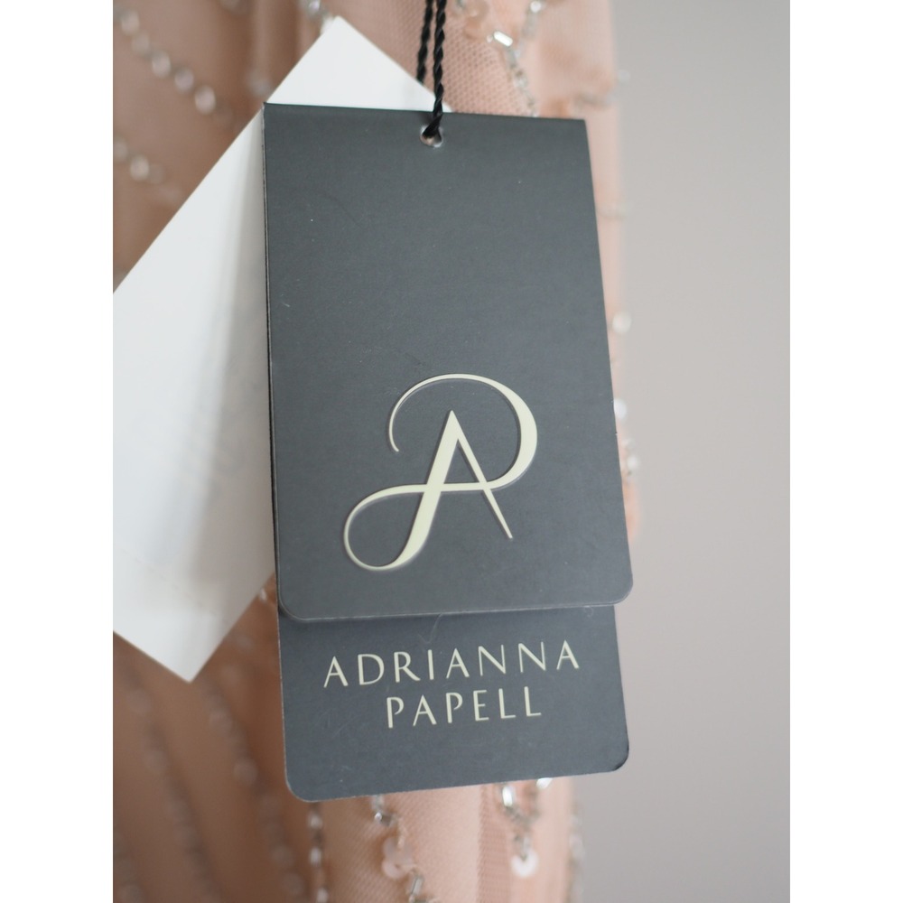 NEW Adrianna Papell Beaded Halter Blush Pink Gown Formal Dress 4 NEW Art Deco - Picture 10 of 16